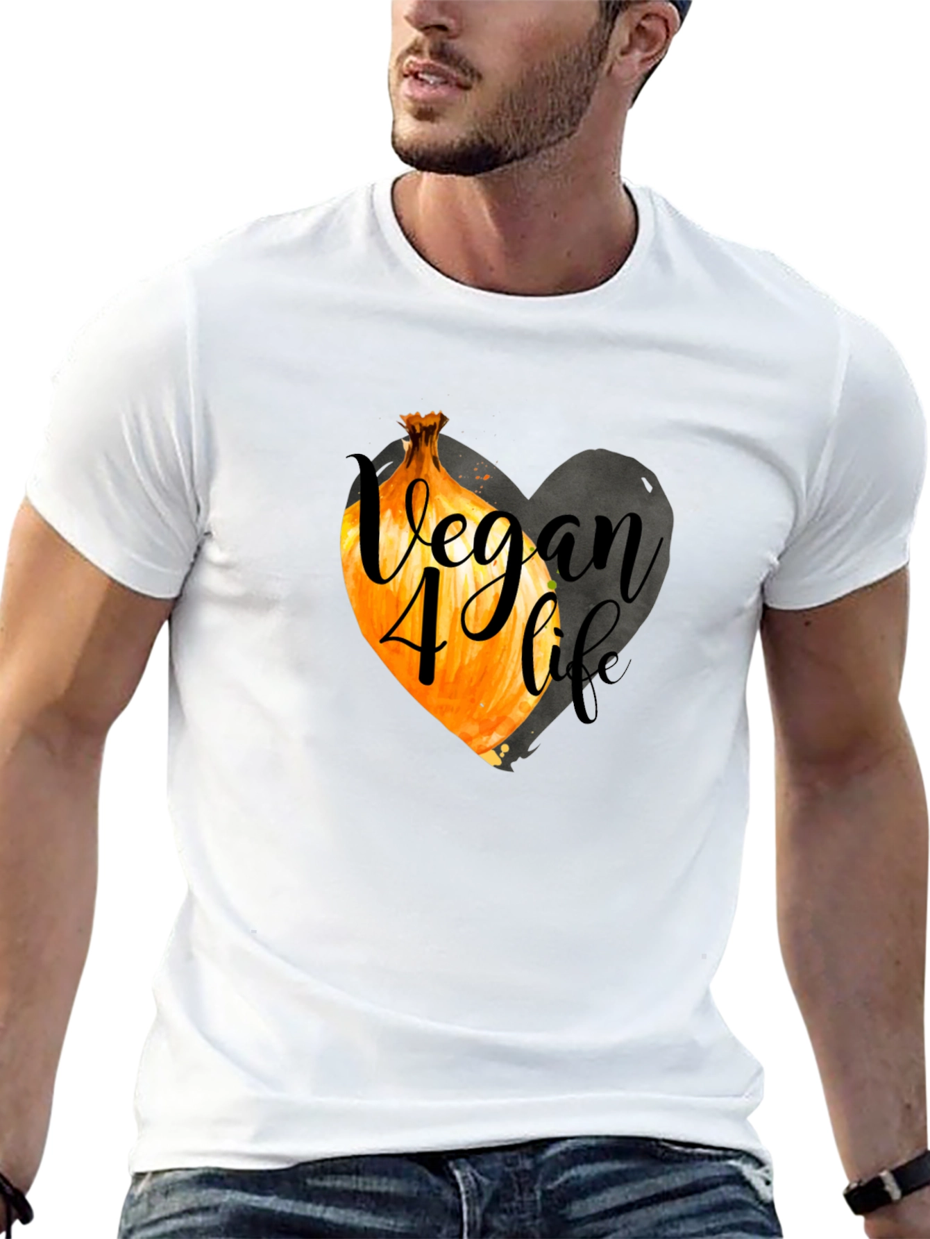 Vegan 4 Life Onion Heart Graphic Tee