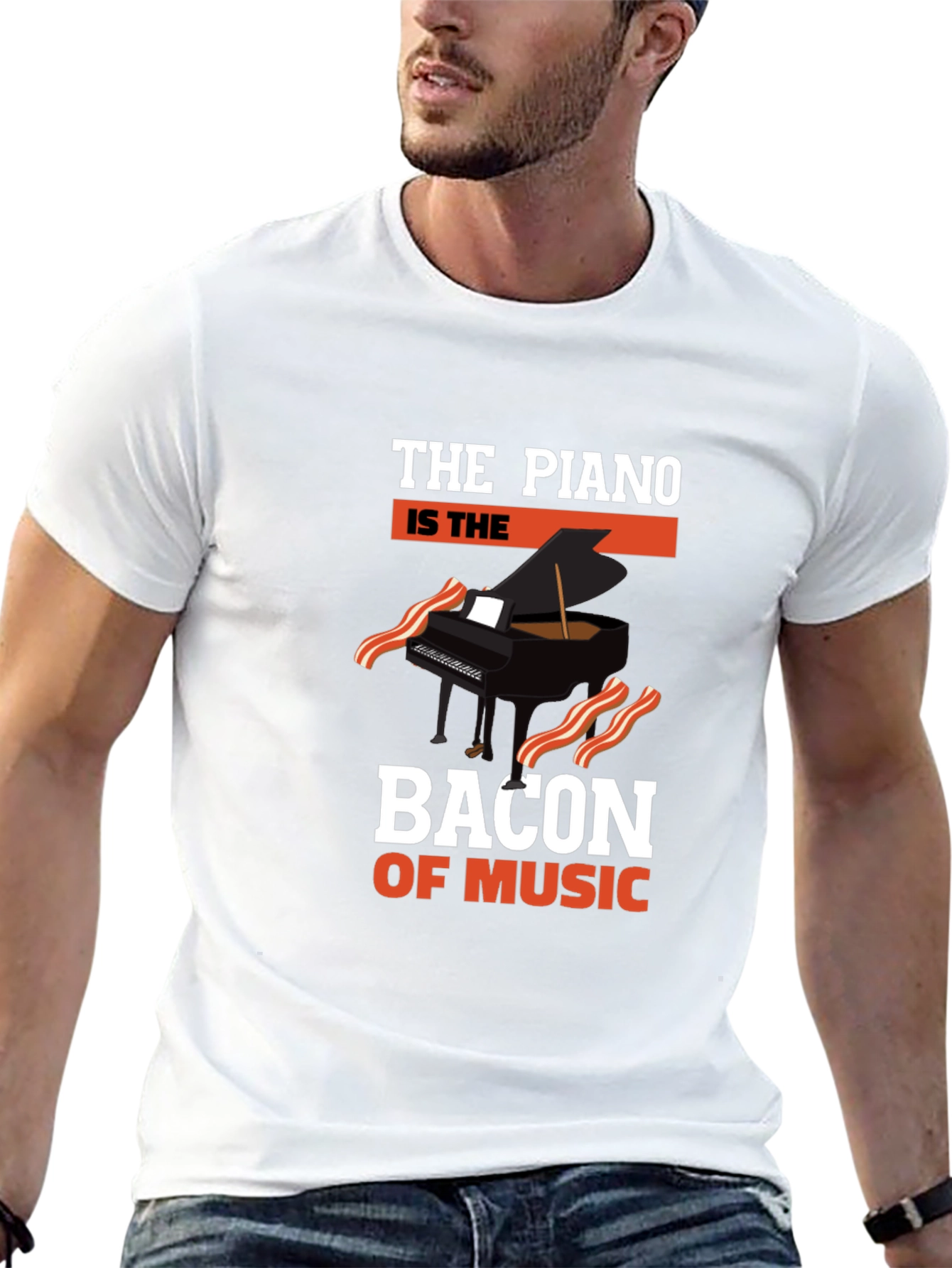 Piano Bacon of Music Graphic T-Shirt