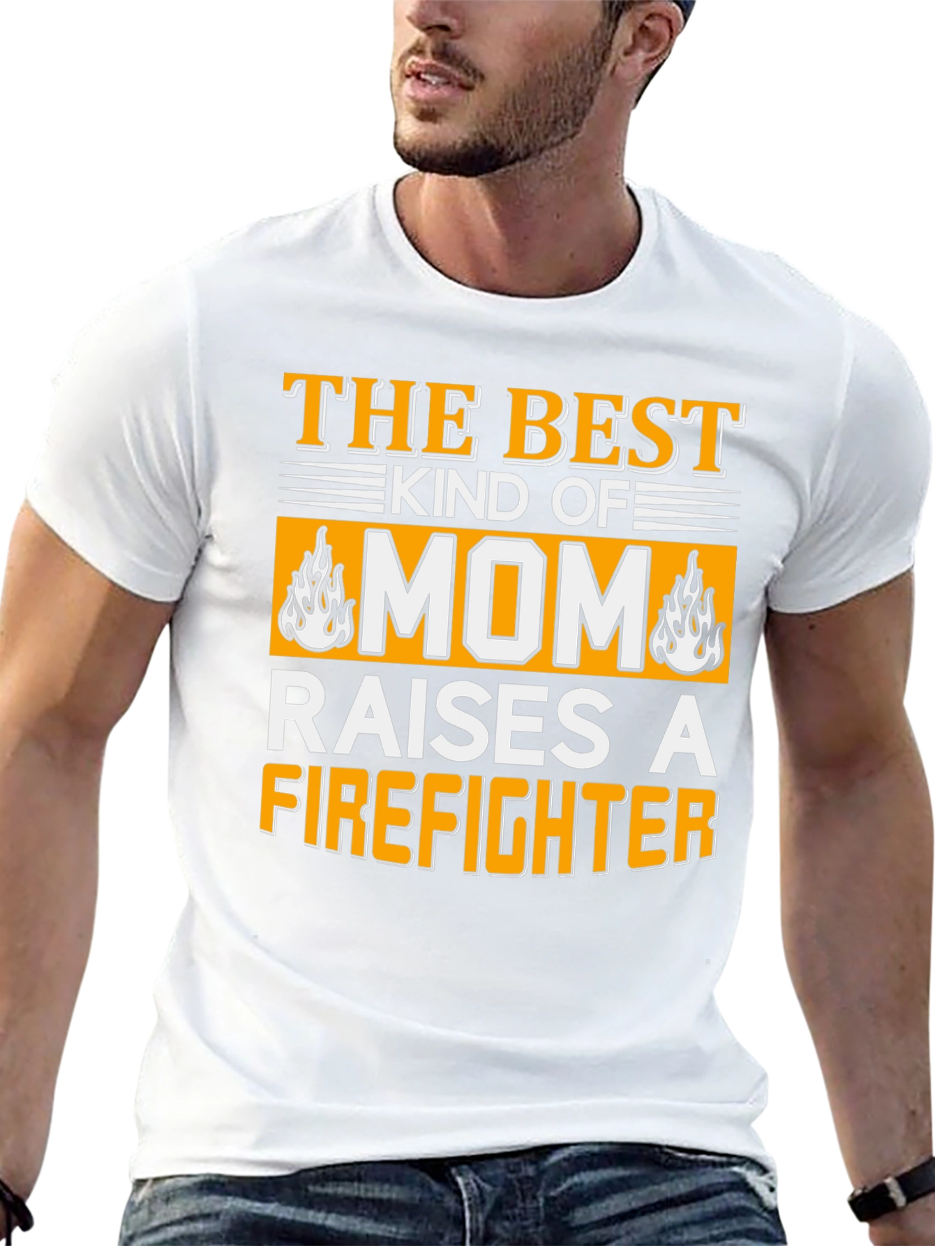 Best Mom Raises a Firefighter Graphic T-Shirt