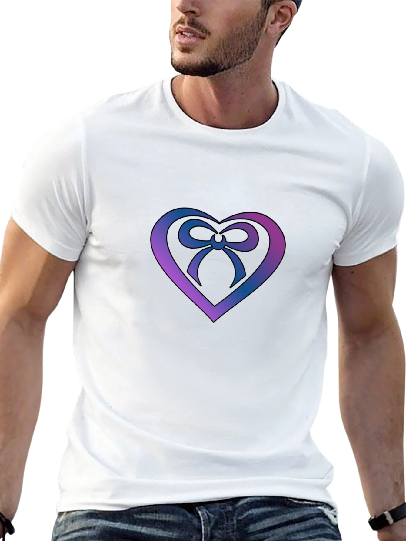 Heart Bow Graphic Tee - Stylish Menswear