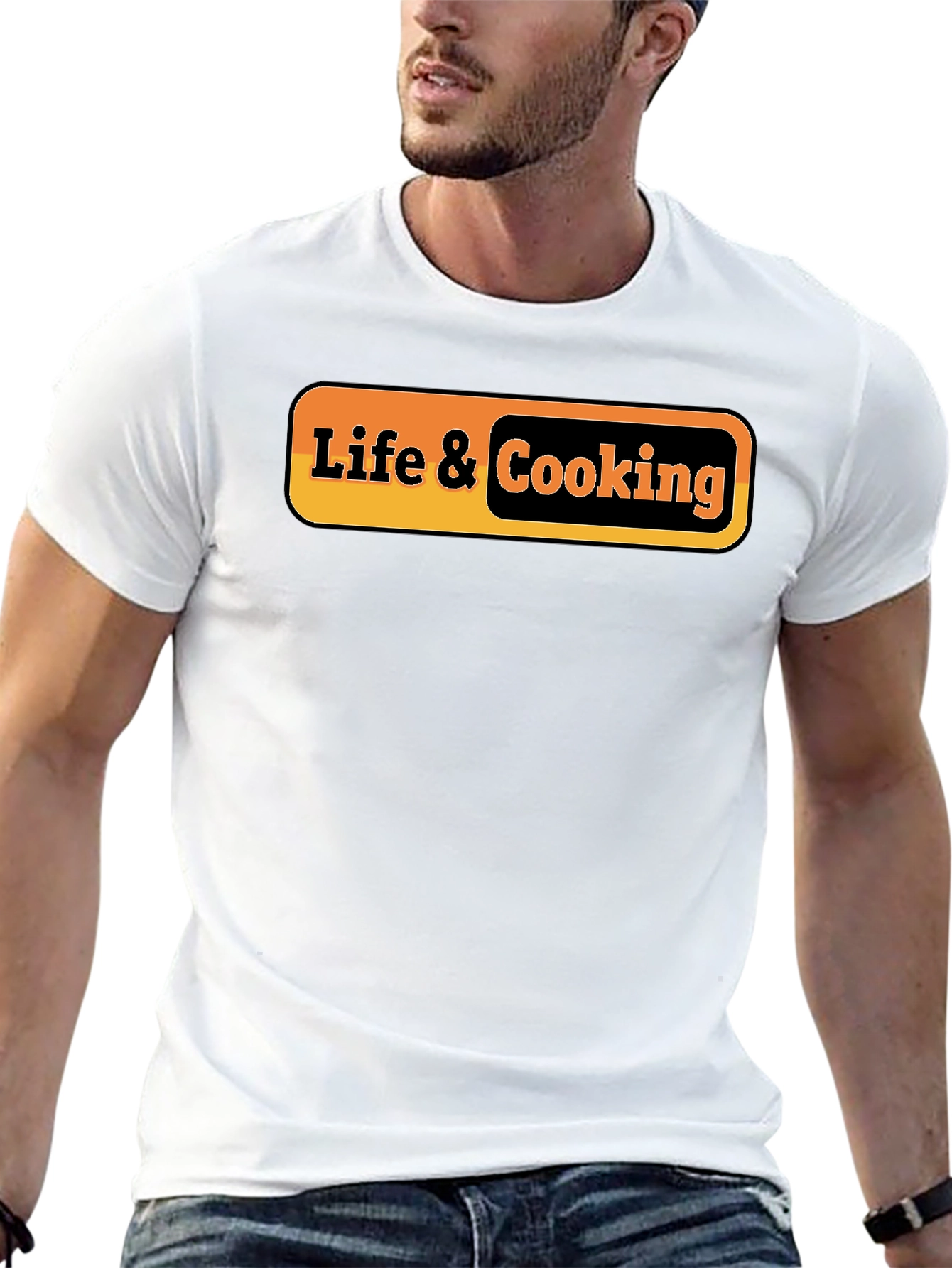 Life & Cooking Graphic Tee - Stylish Black T-Shirt