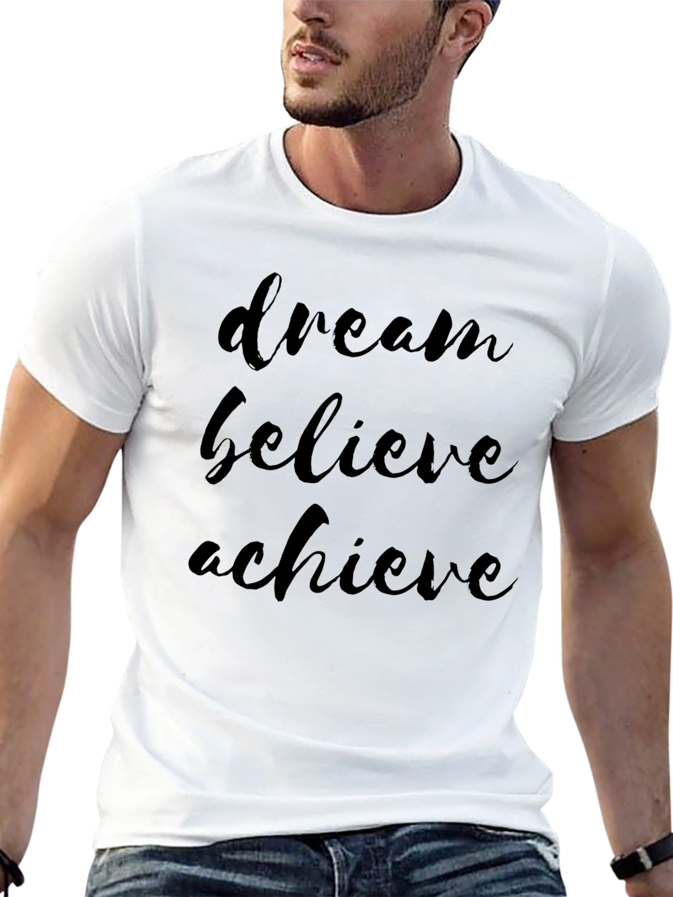 Dream Believe Achieve Graphic Tee - Black