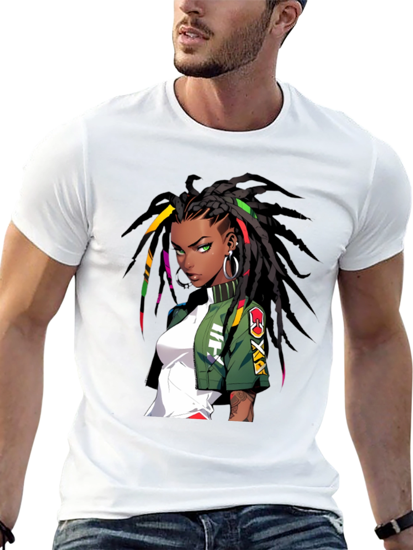 Anime Girl Graphic Print Black T-Shirt