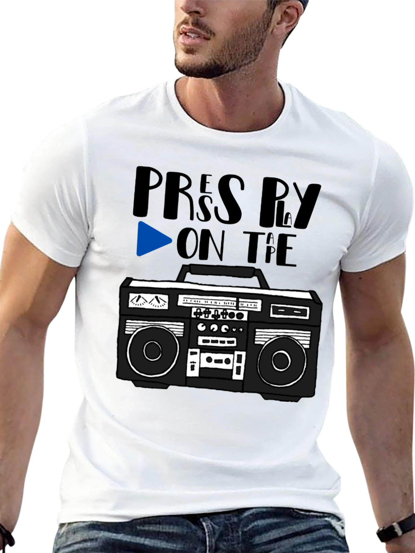 Retro Boombox Tee - Press Play On the Tape!