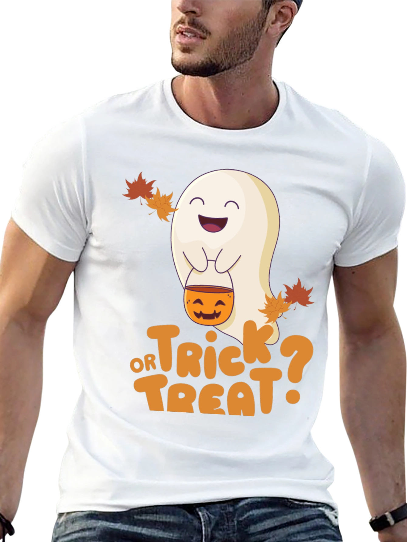 Halloween Ghost Trick or Treat Black T-Shirt