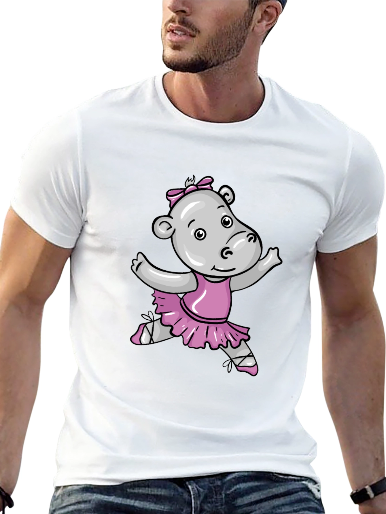 Hippo Ballerina Graphic Tee - Soft Cotton Black T-Shirt