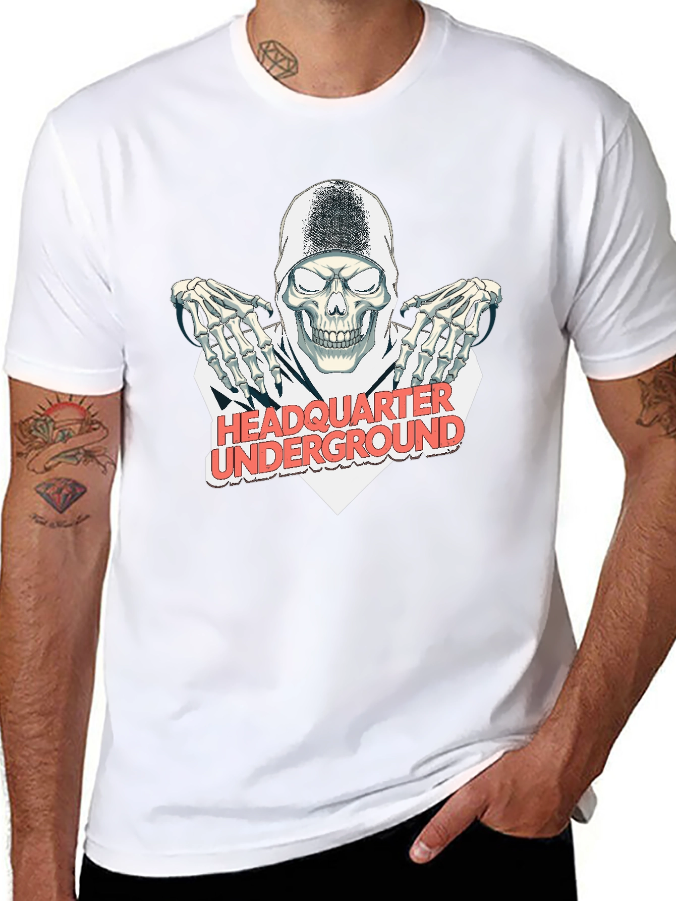 Headquarter Underground T-Shirt: Skull Skeleton Graphic Tee