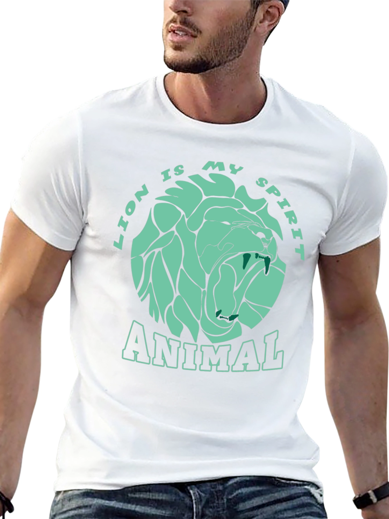 Lion Spirit Animal Graphic T-Shirt - Black