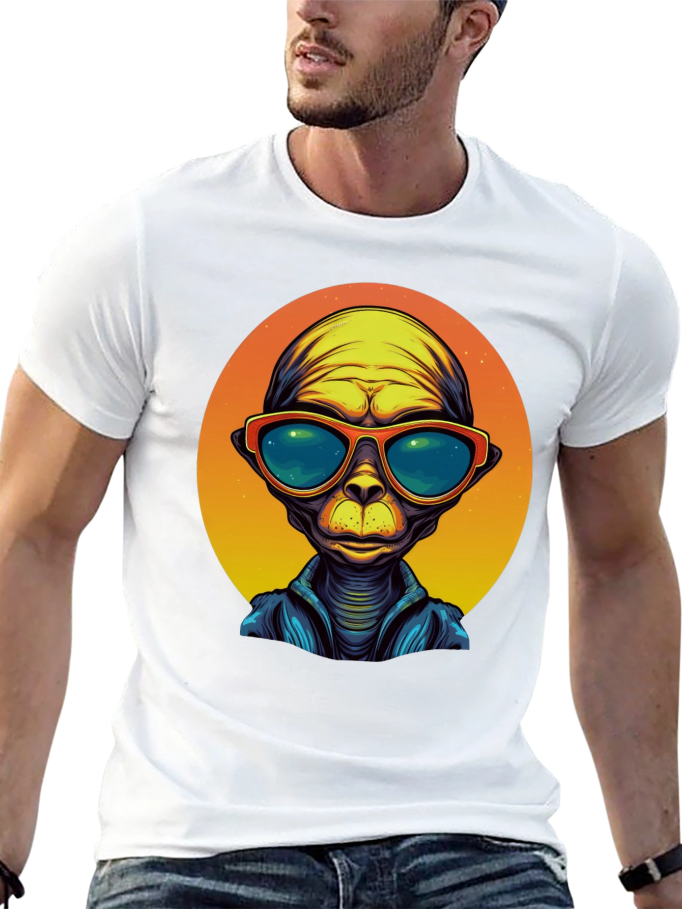 Cool Alien Graphic Tee - Mens Black T-Shirt
