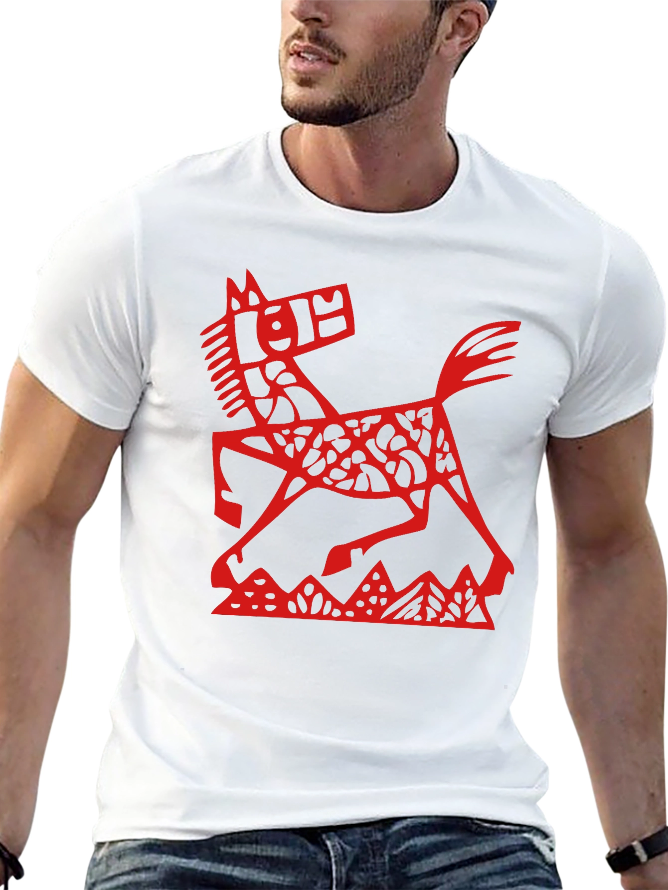 Red Horse Graphic Black T-Shirt