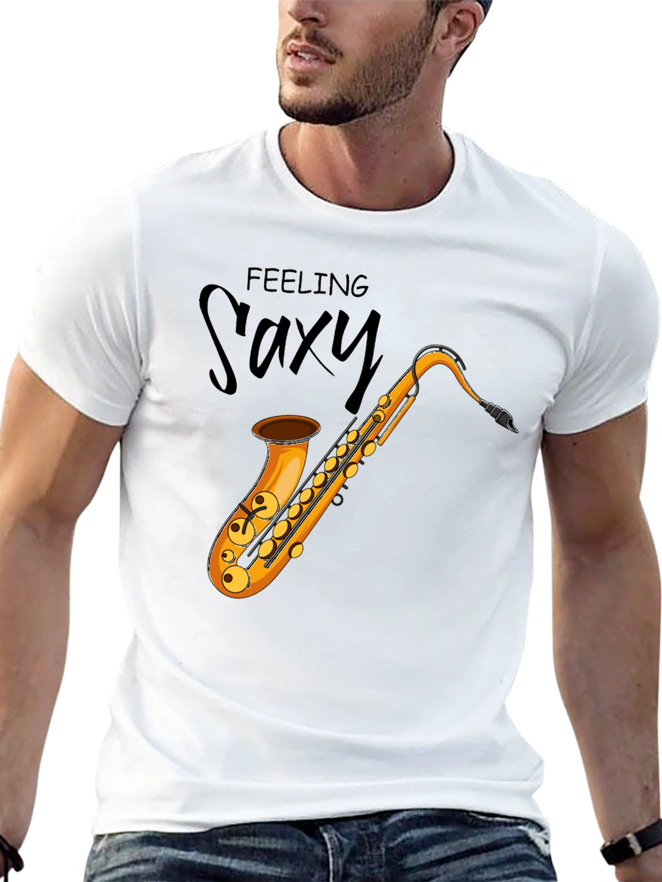 Feeling Saxy Black Graphic Tee