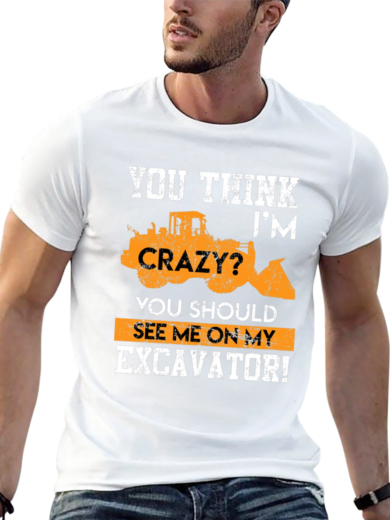 Excavator Crazy Graphic T-Shirt - Heavy Equipment Tee