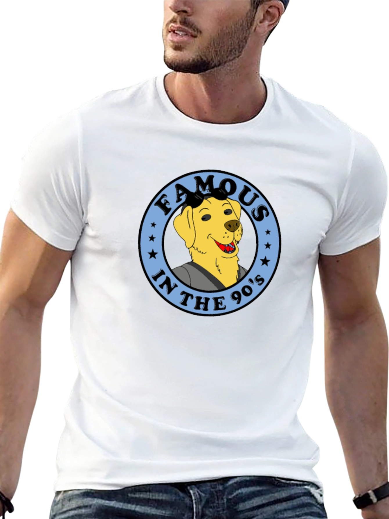 90s Dog Cartoon Graphic Tee - Black