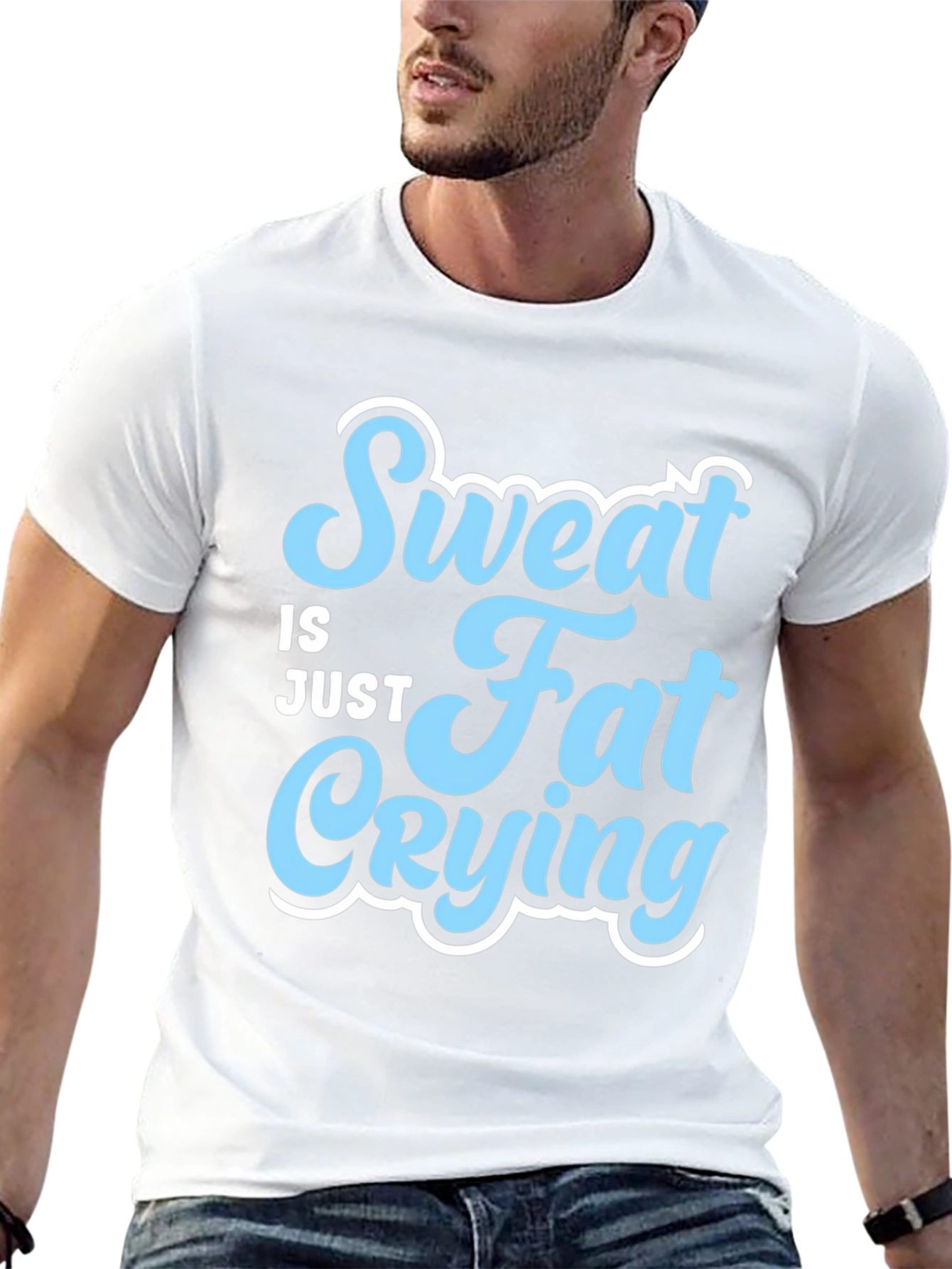 Sweat is Just Fat Crying Mens Black T-Shirt
