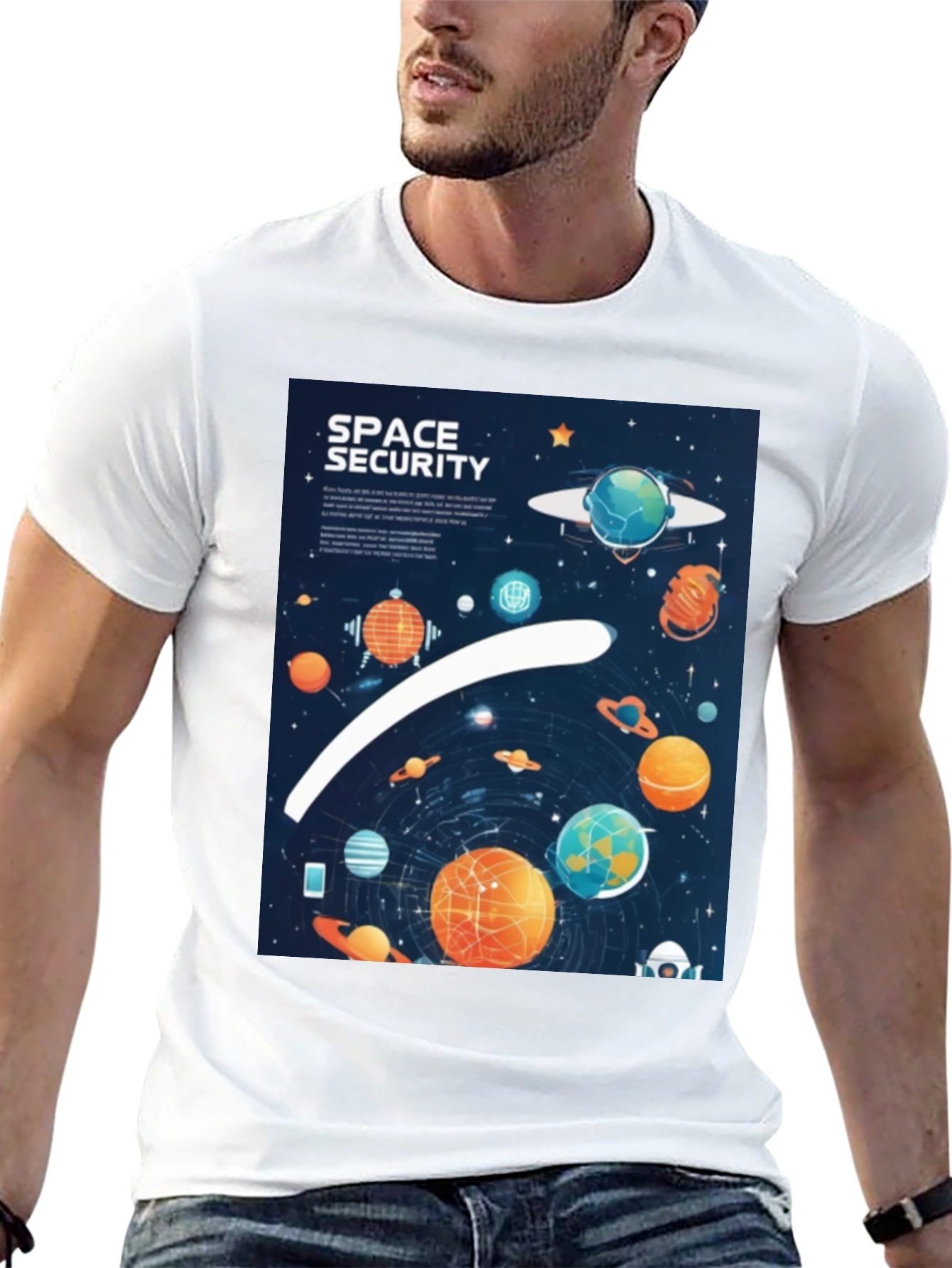 Space Security Graphic T-Shirt - Black