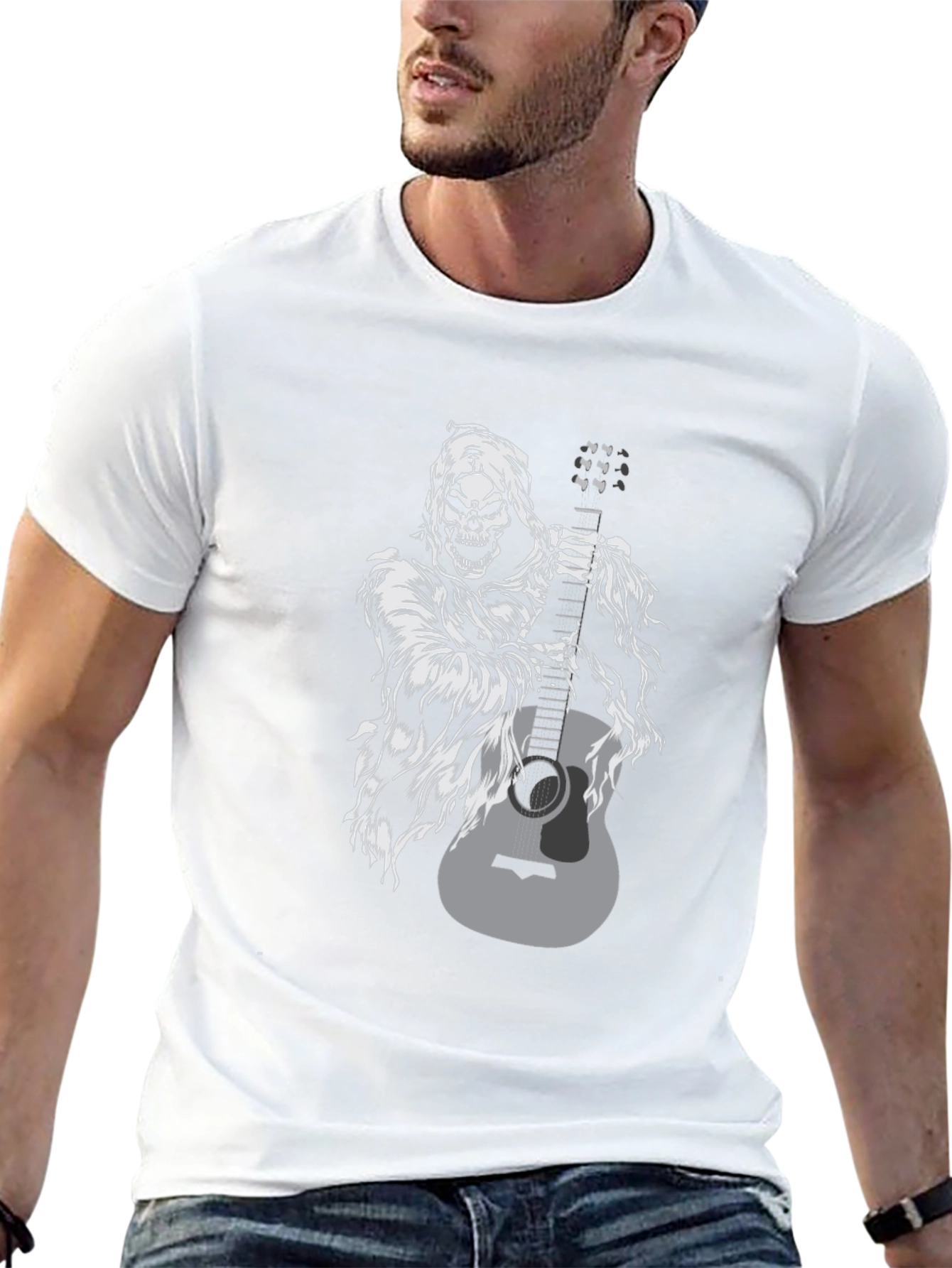 Grim Reaper Guitar Black Graphic Tee