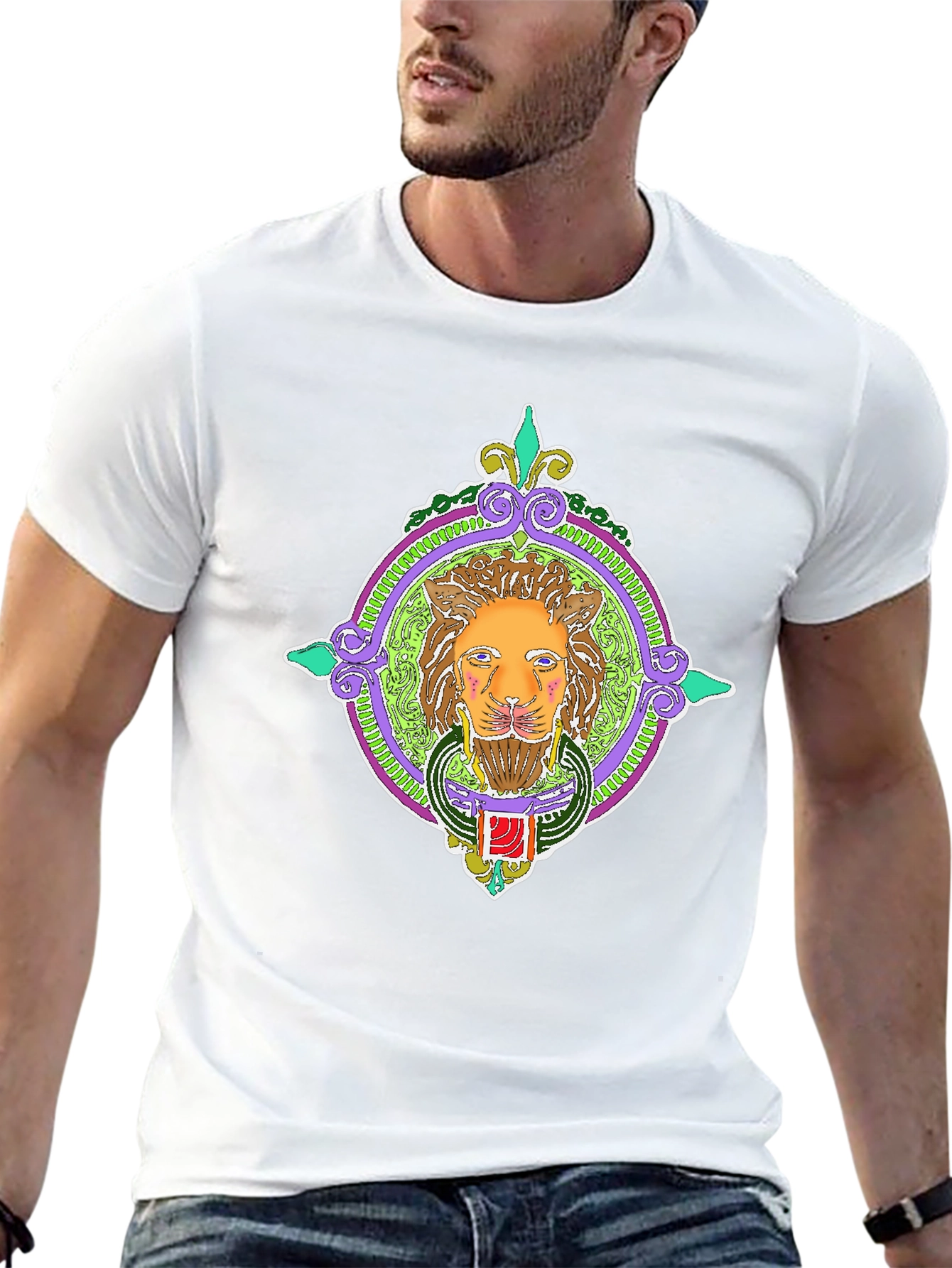 Lion Art Graphic Tee - Unique Design Black T-Shirt