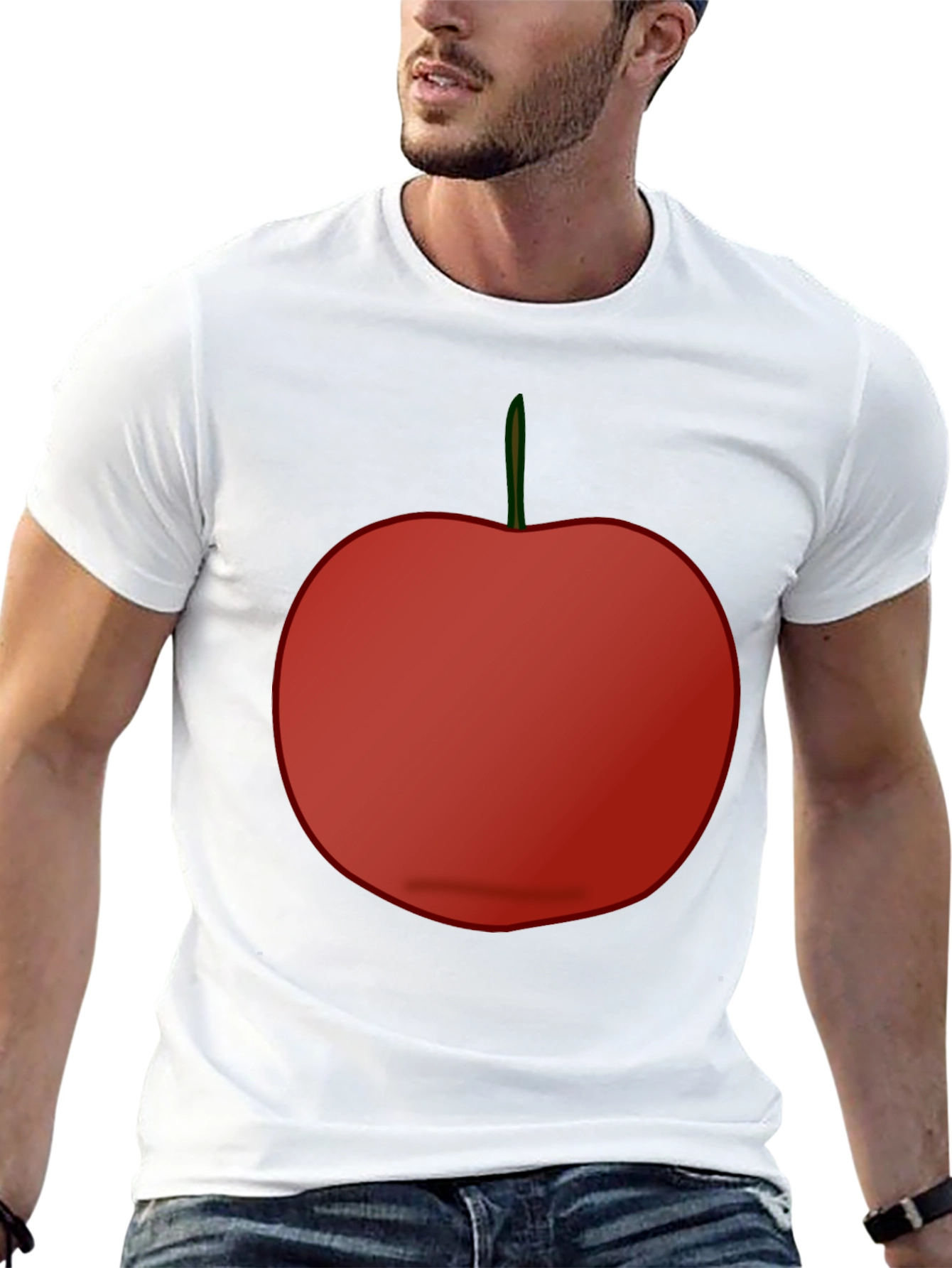 Red Apple Graphic Tee - Casual Black T-Shirt