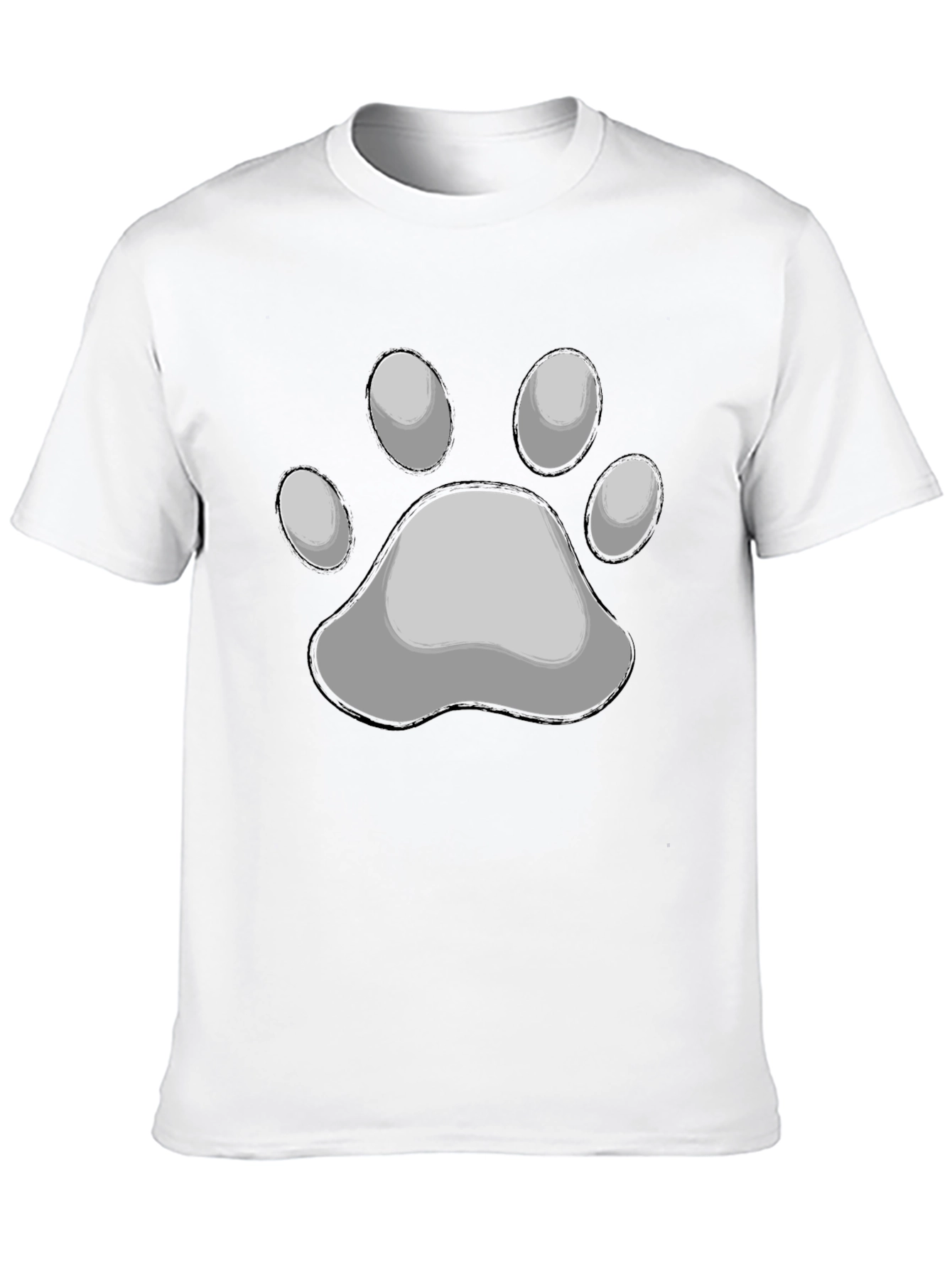Paw Print Graphic Tee - Black Crew Neck