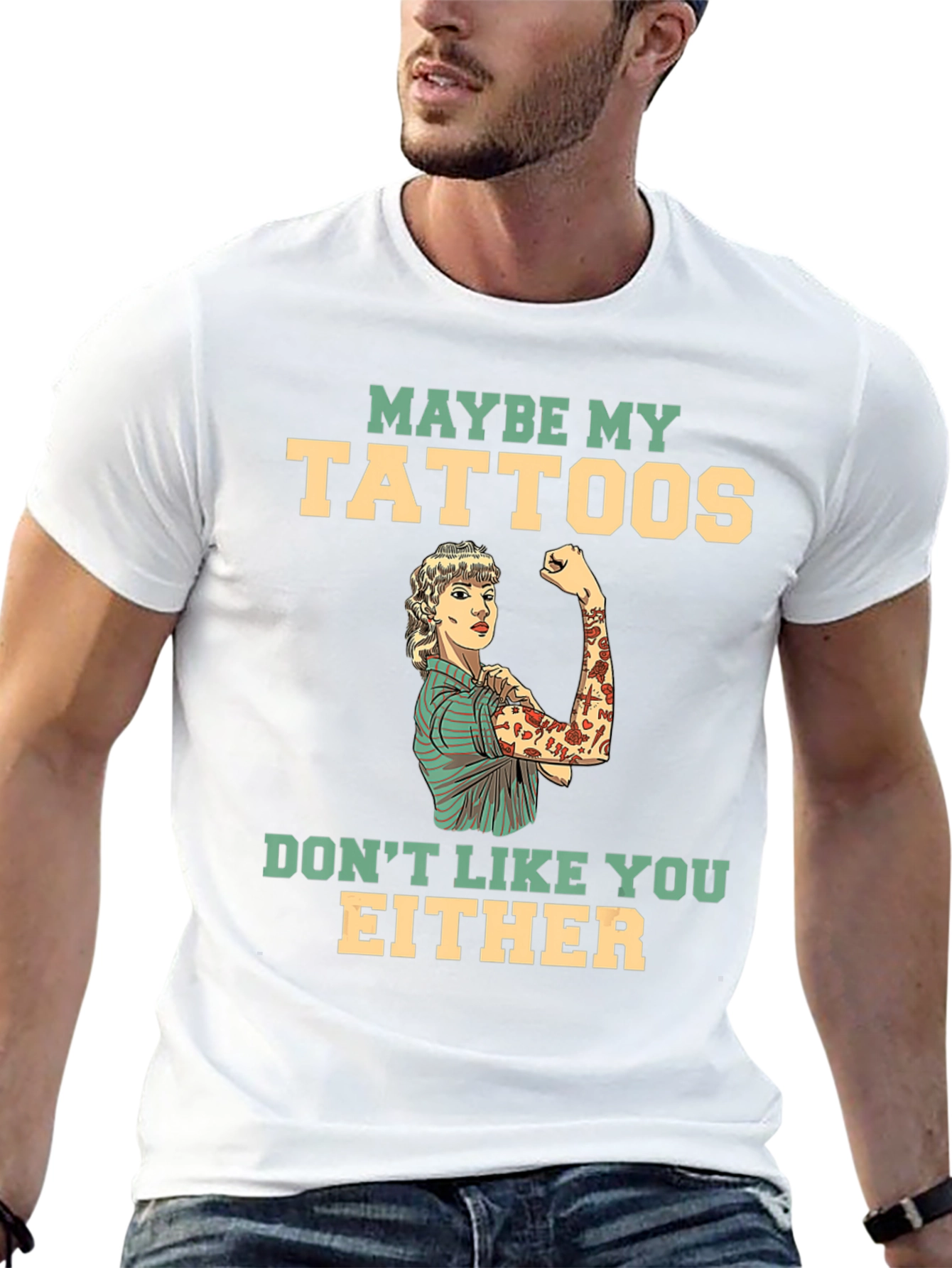 Tattooed Lady Graphic Tee - Funny Statement T-Shirt