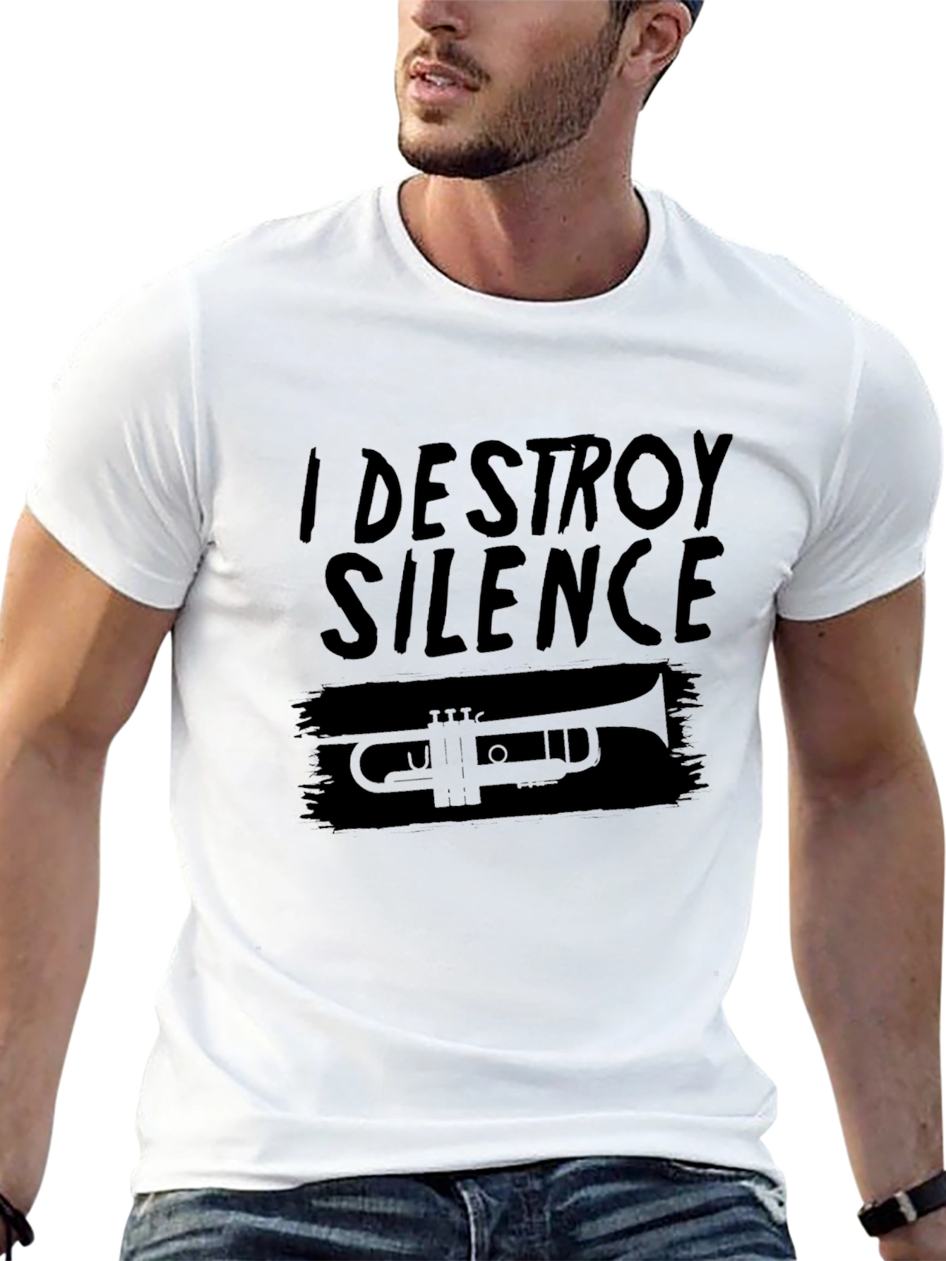 I Destroy Silence Trumpet Graphic Tee - Black
