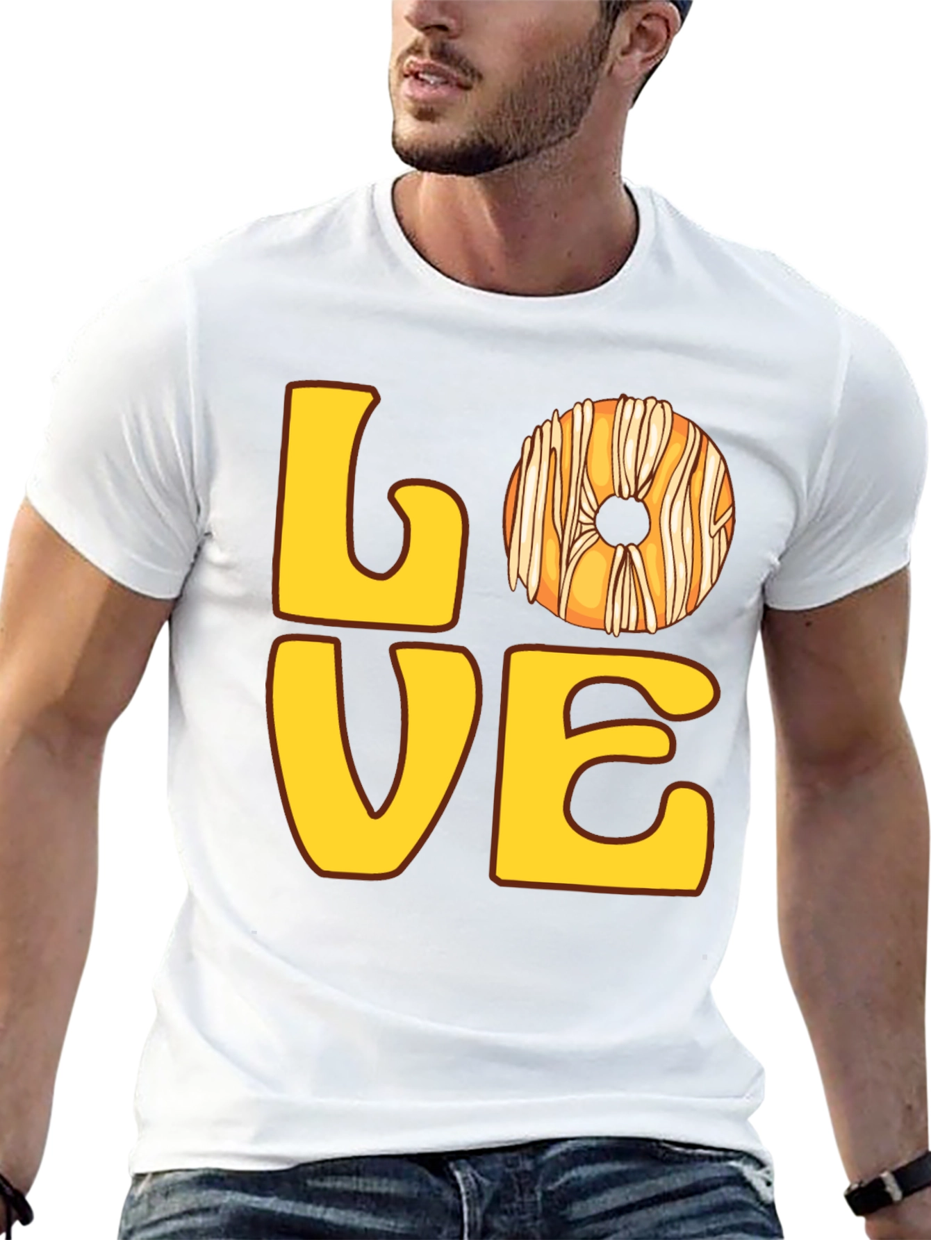 Love Donut Graphic T-Shirt - Casual Black Tee