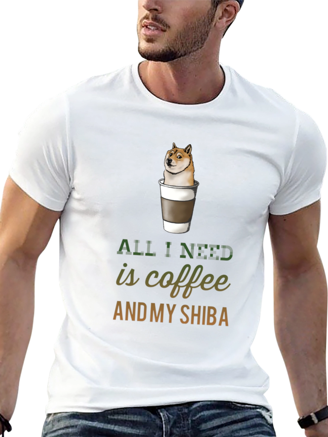 Coffee & Shiba T-Shirt - Dog Lover Tee