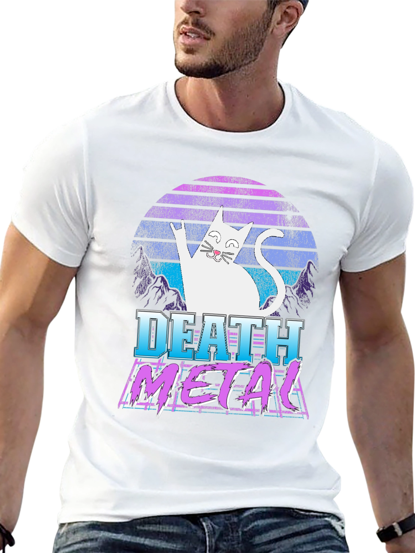 Death Metal Cat Graphic T-Shirt