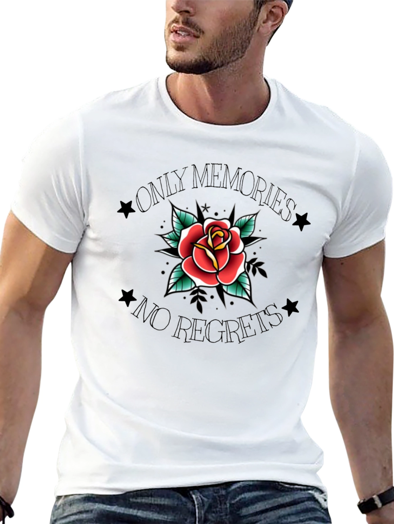 Rose Tattoo Graphic Print Black T-Shirt
