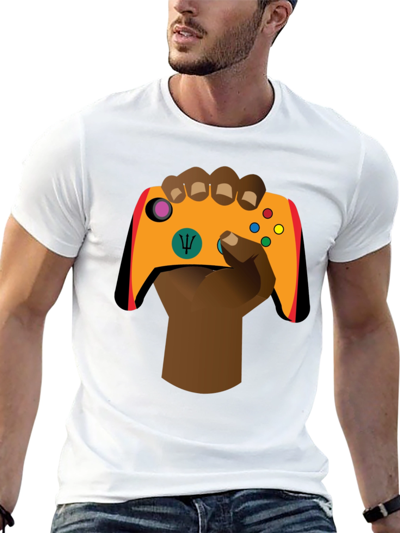 Gamer Hand Graphic Tee - Stylish Black Cotton T-Shirt
