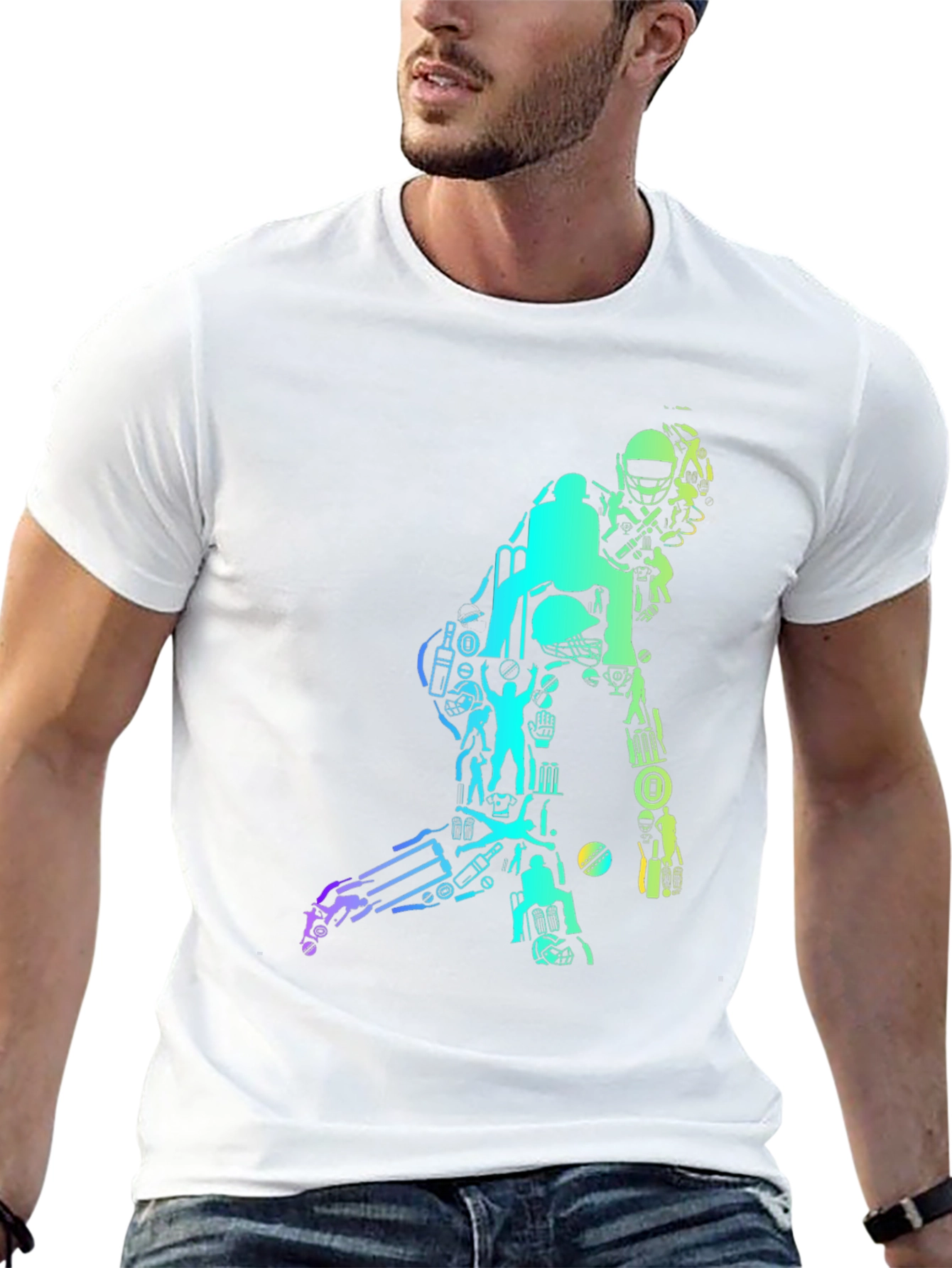 Cricket Silhouette Graphic T-Shirt - Black
