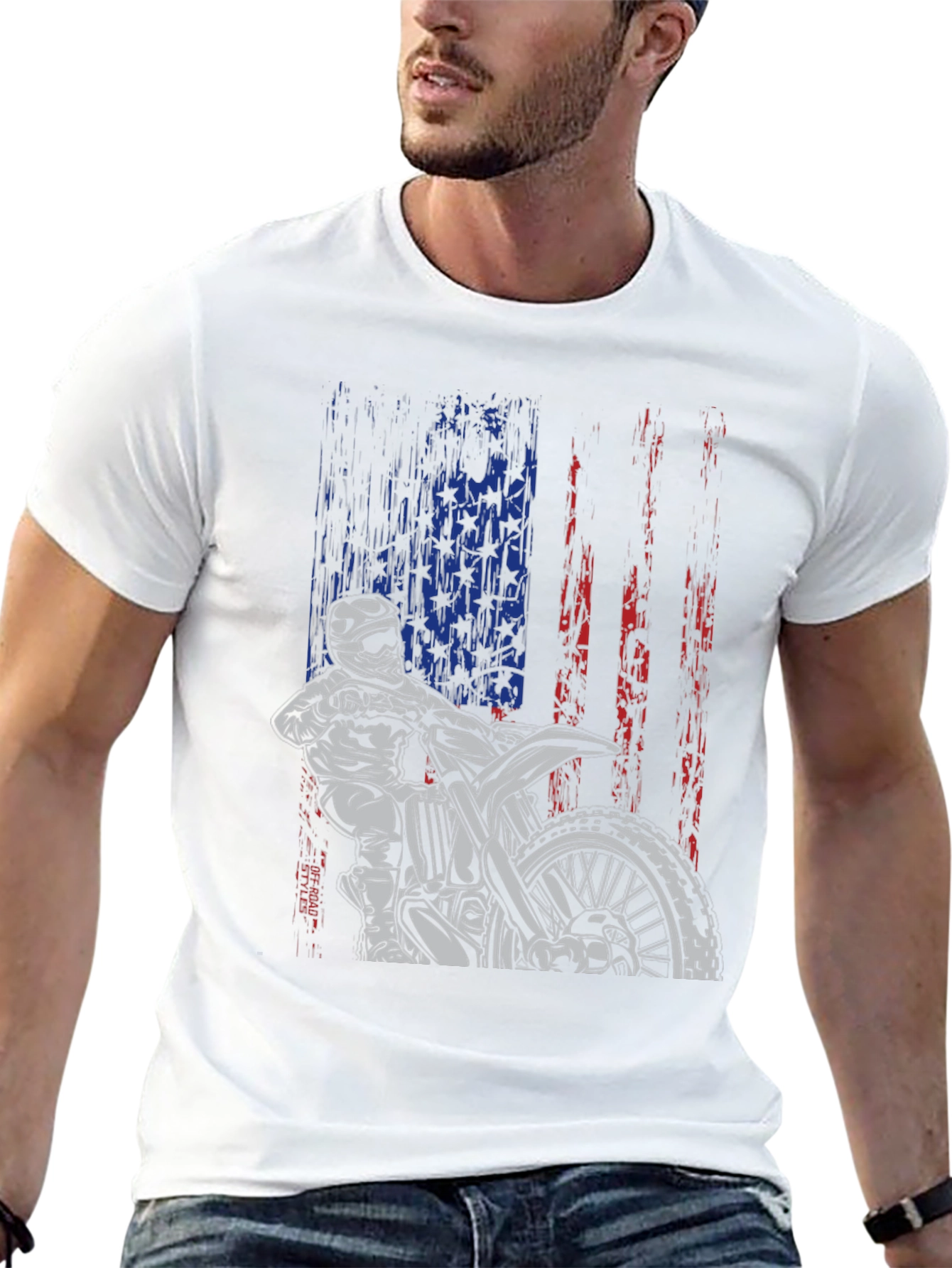 Motocross American Flag Graphic Tee