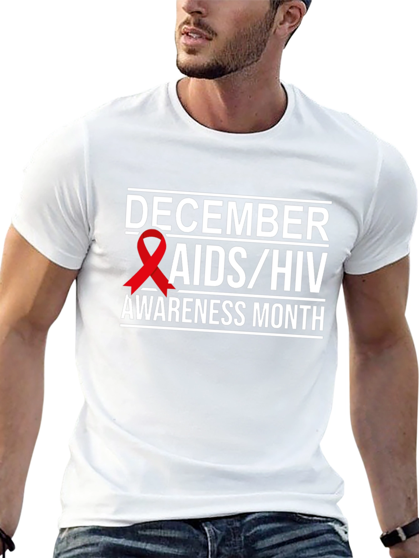December AIDS/HIV Awareness Month Black T-Shirt