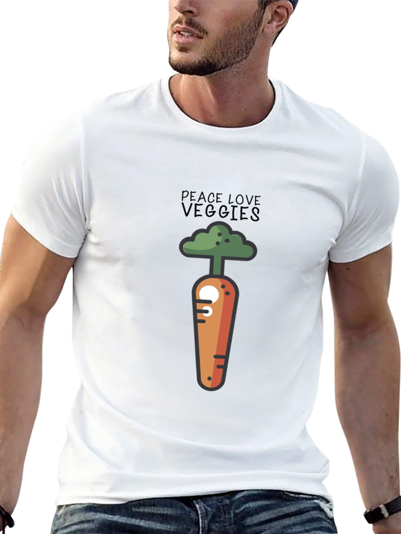 Peace Love Veggies Graphic T-Shirt - Black