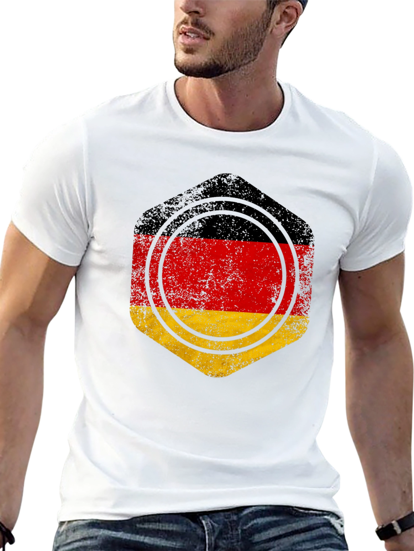 Germany Flag Graphic Tee - Black Cotton Casual Shirt