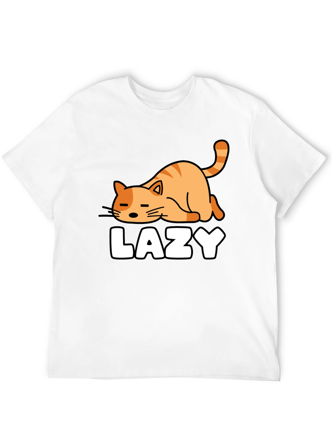 Lazy Cat Graphic Tee - Black Cotton T-Shirt
