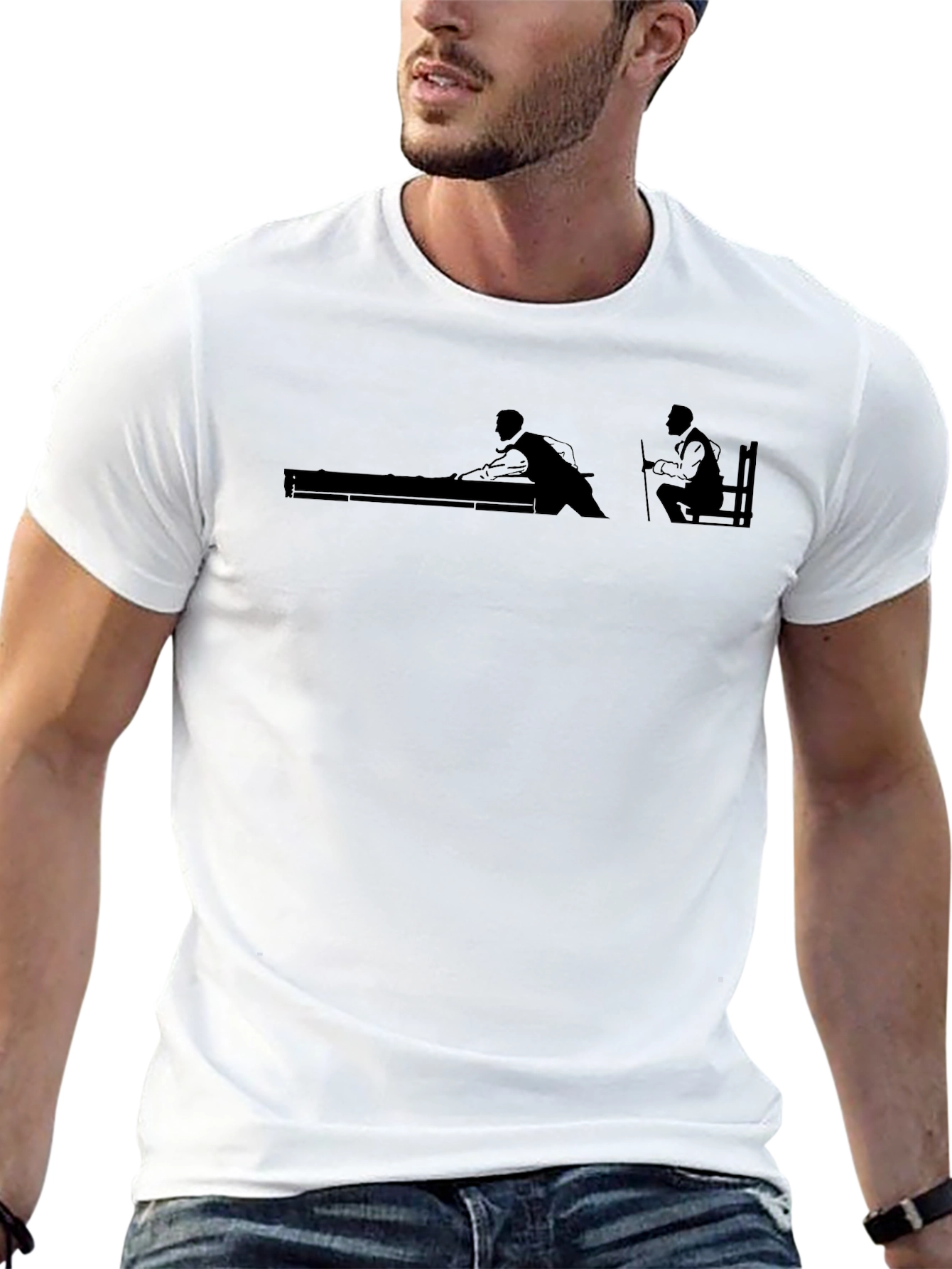 Billiards Silhouette Graphic Tee - Classic Pool Hall Style