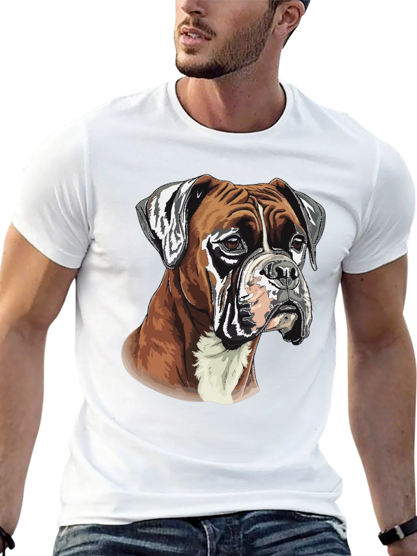 Boxer Dog Graphic Tee - Mens Black T-Shirt
