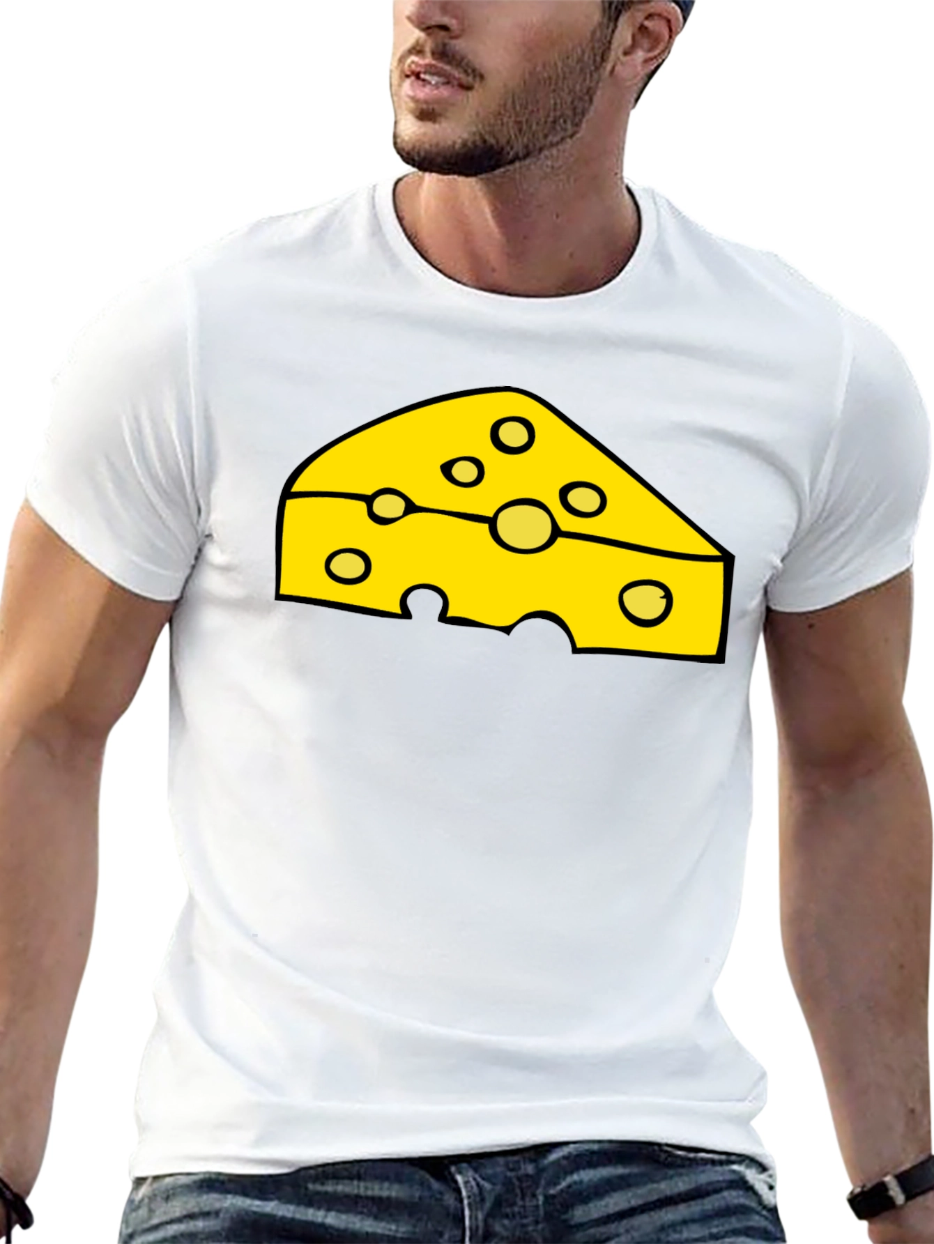 Cheese Slice Graphic Black T-Shirt