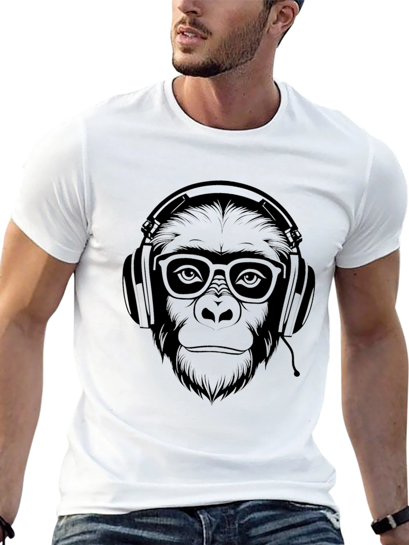 Cool Ape Gamer Graphic Tee - Black Cotton T-Shirt