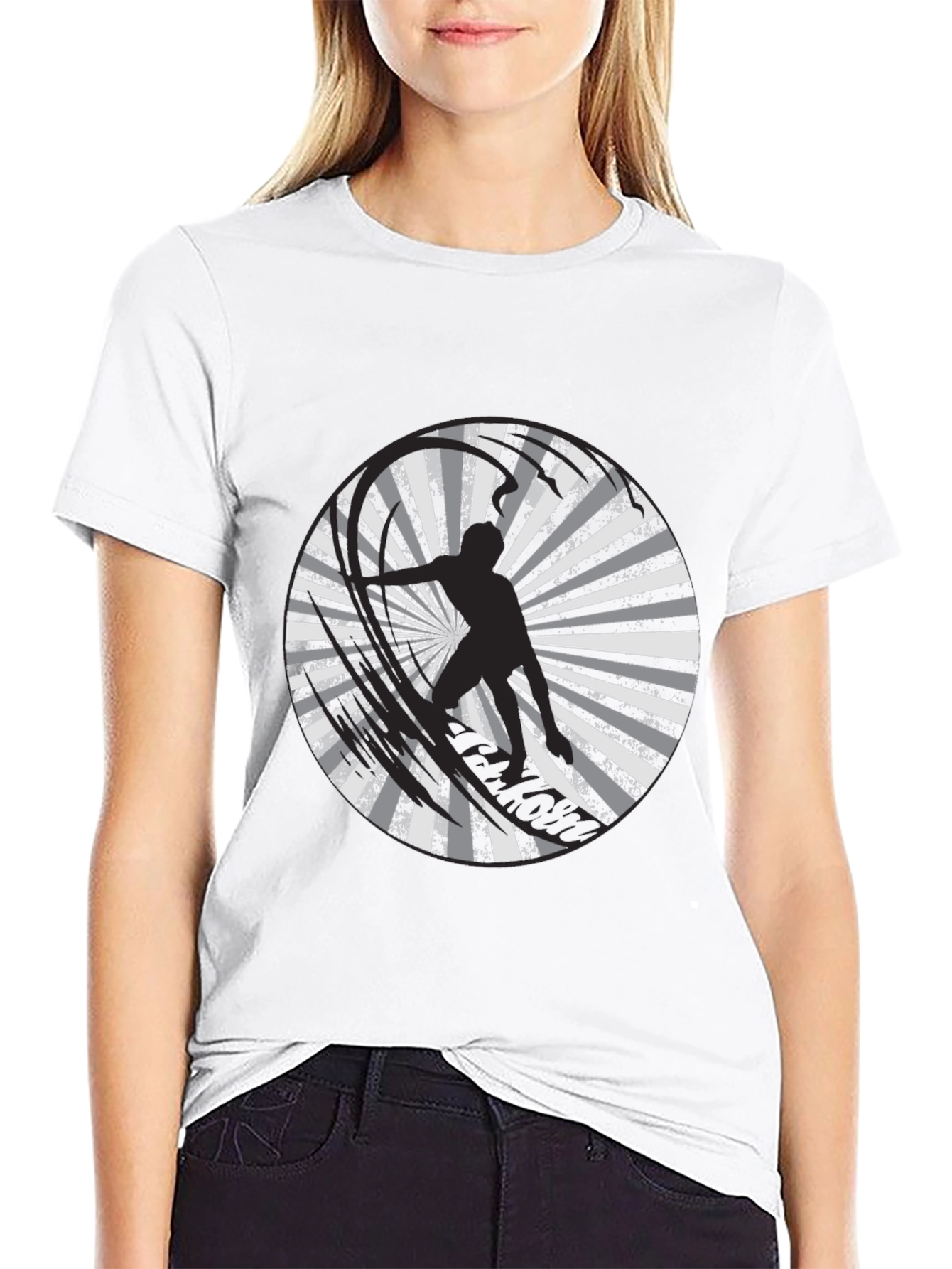 Surfer Graphic Tee - Black Cotton T-Shirt