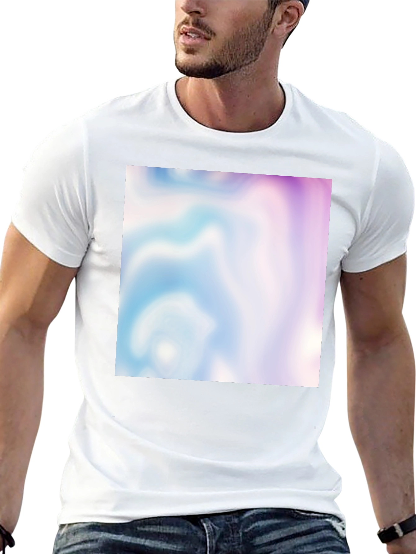 Trendy Abstract Swirl Graphic Tee - Black