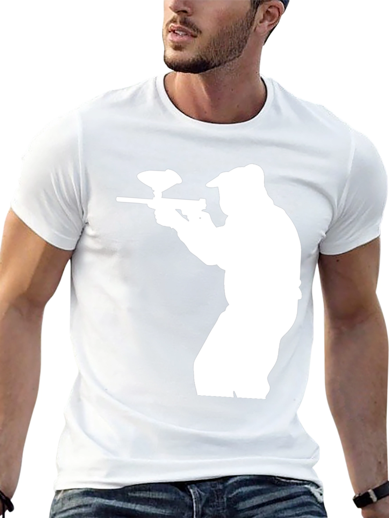 Paintball Player Silhouette Graphic T-Shirt