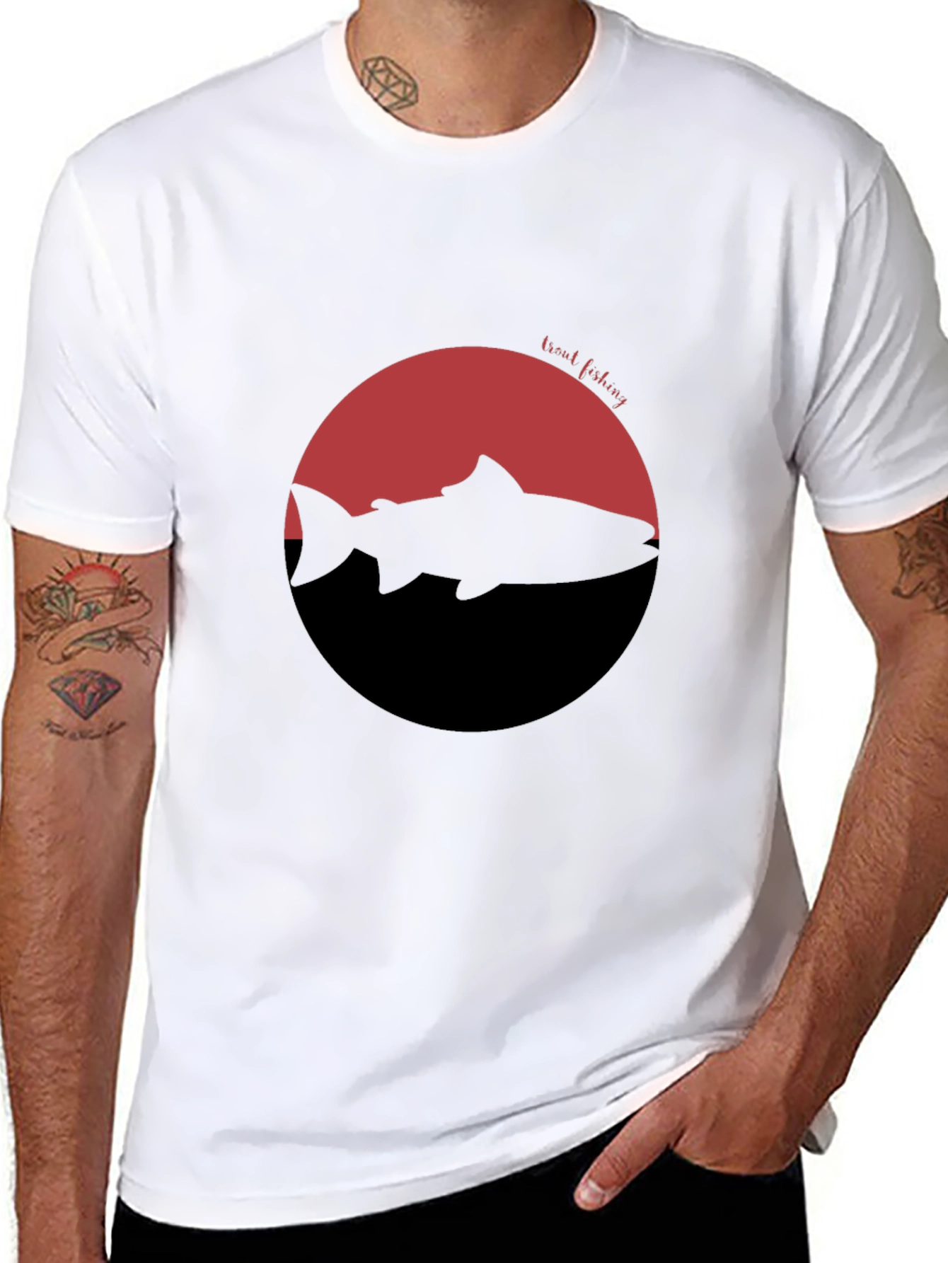 Trout Fishing Graphic T-Shirt - Black