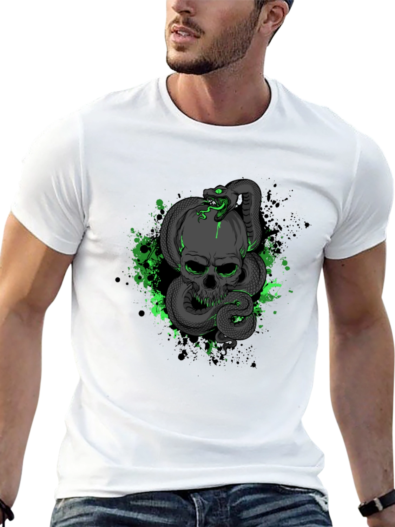 Skull & Snake Graphic Black T-Shirt