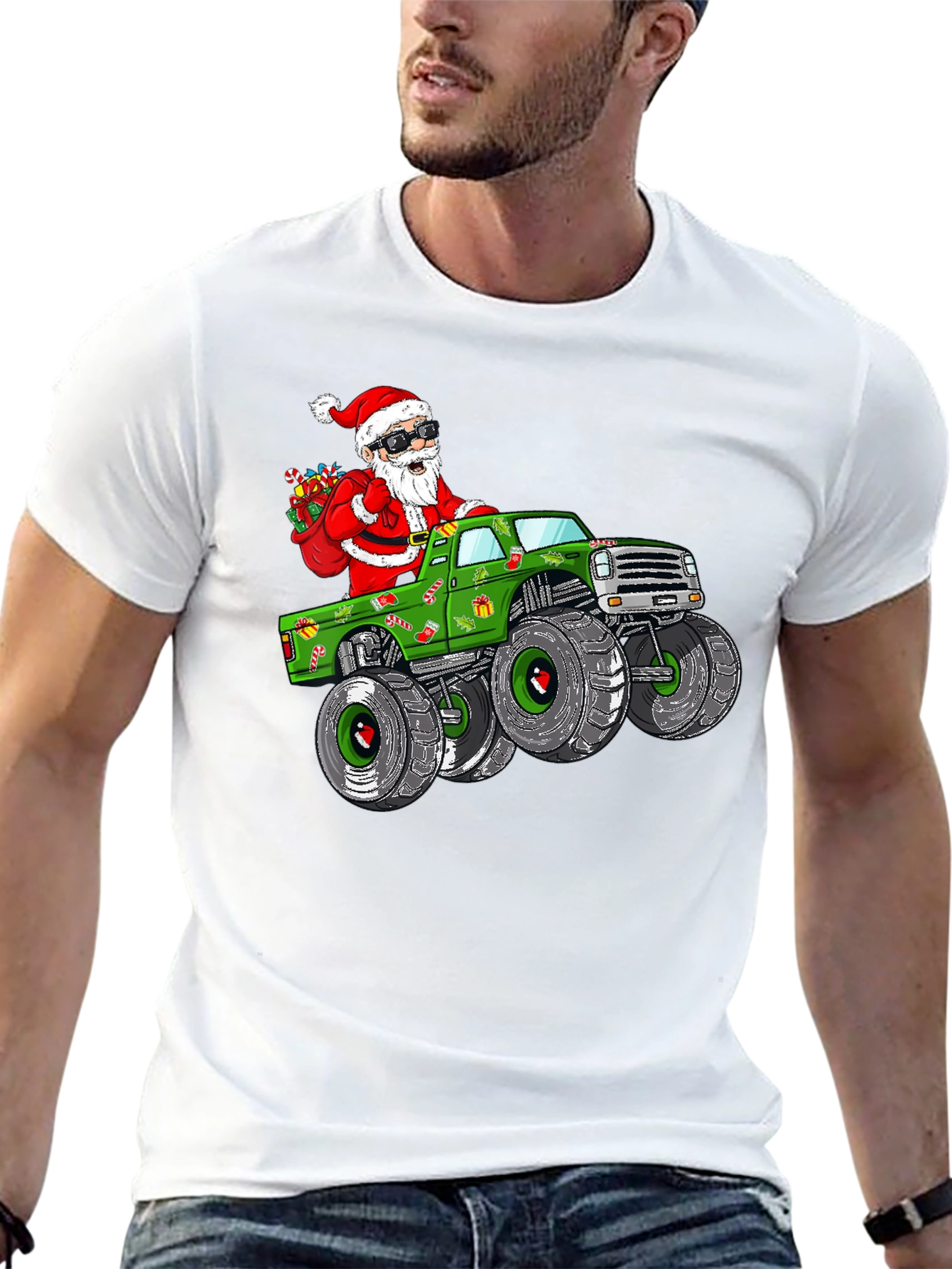 Santa Monster Truck T-Shirt: Holiday Cheer on Wheels!