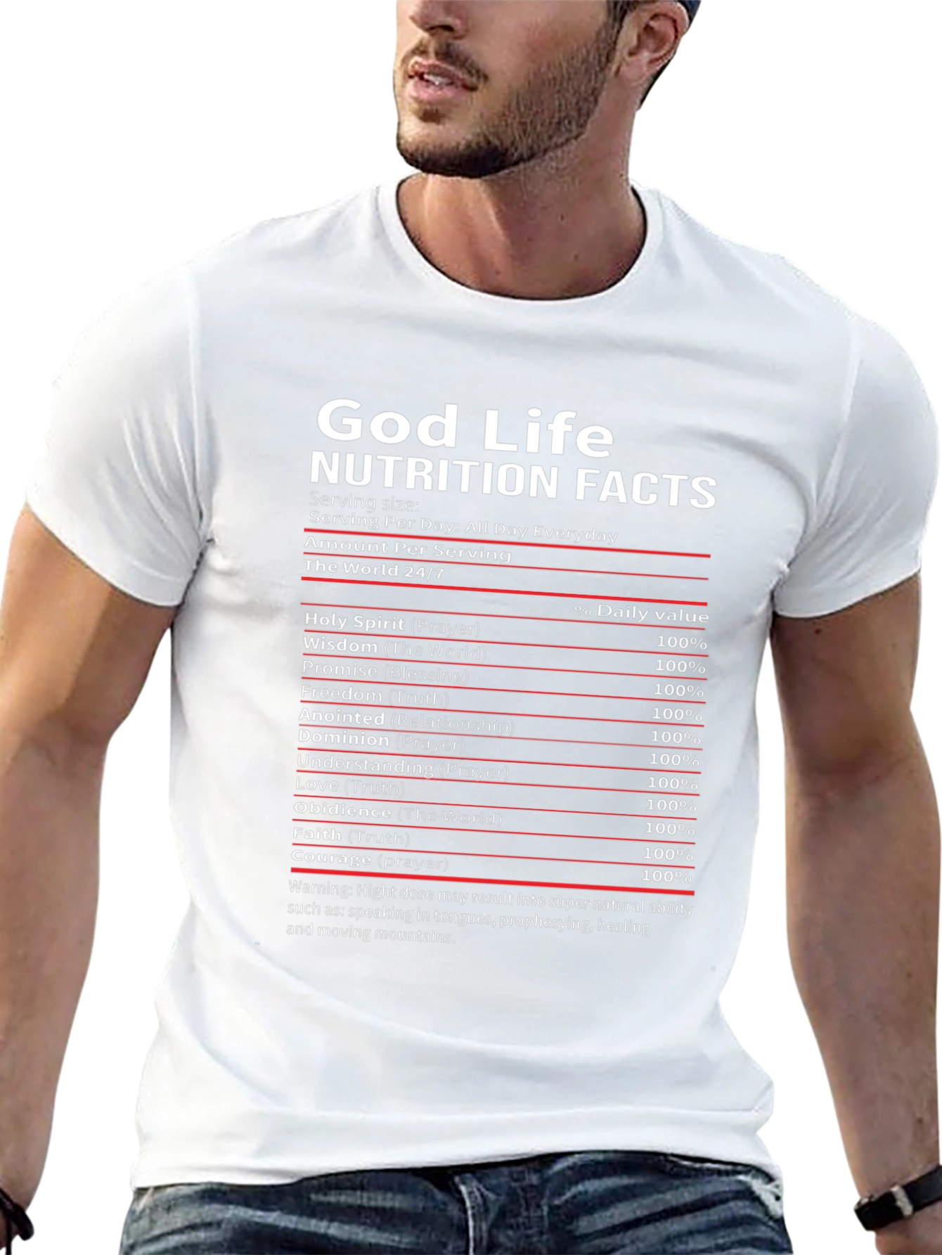 God Life Nutrition Facts Black T-Shirt