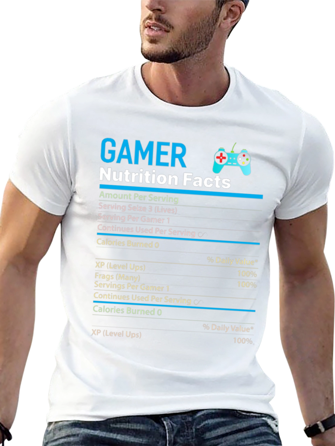 Gamer Nutrition Facts Graphic T-Shirt