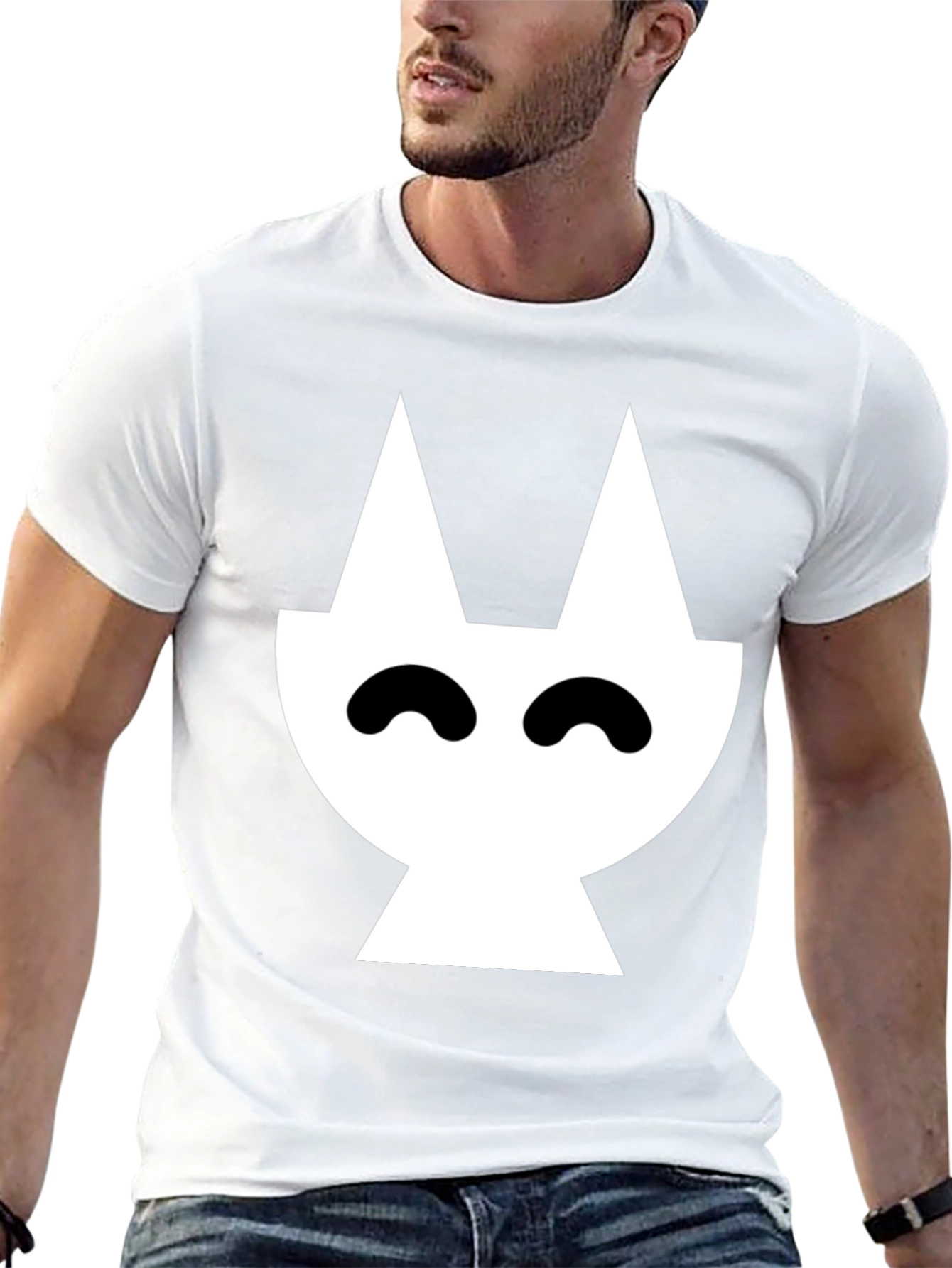 Abstract Cat Graphic Black T-Shirt