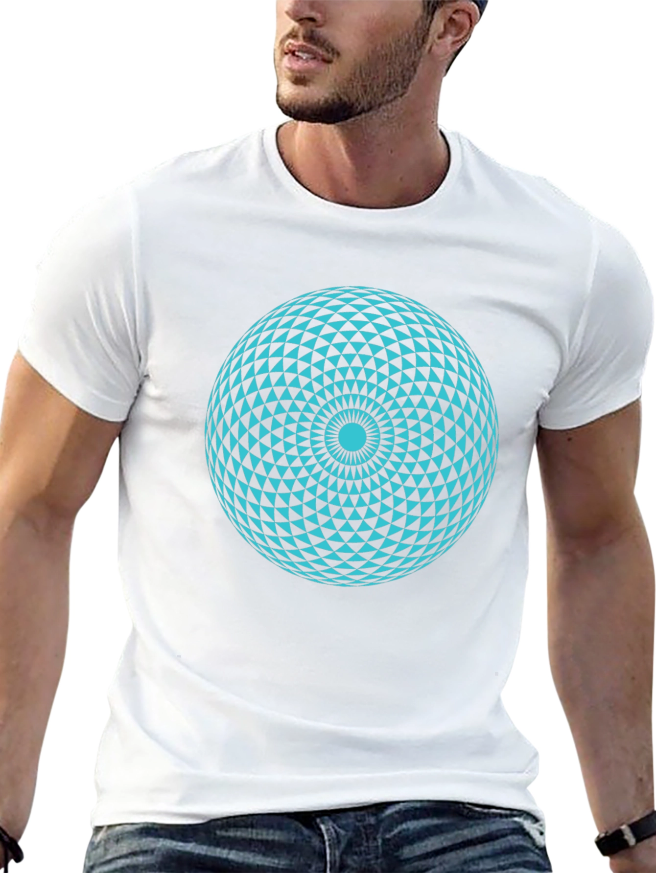 Geometric Sphere Graphic Tee - Modern Black T-Shirt